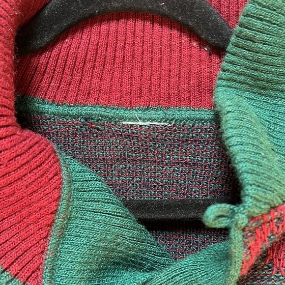 VINTAGE 90s Puma Aztec Print High Collar Green Sweater size XL - Picture 6 of 10